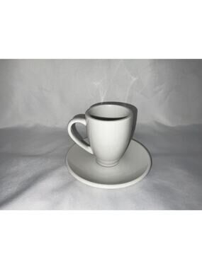 Coffee Bar by Konitz 2 Espresso  6 oz White Porcelain Cup & Saucer Set